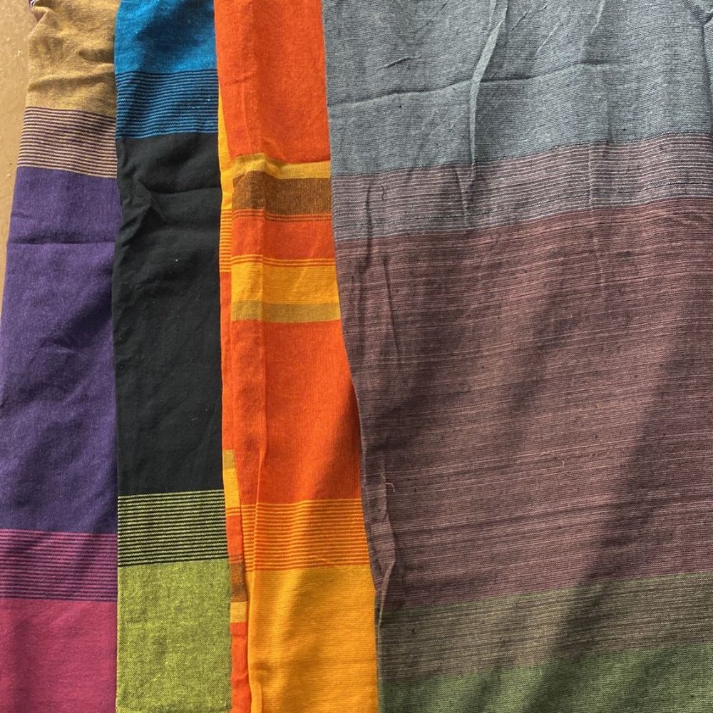 (SOLD) Bhutani Cotton Waist Wide-Leg Flare Pants - Tri Color (Plum) - Picture 2 of 3